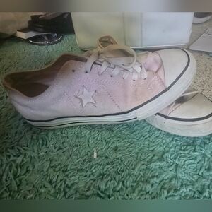 Pink and White Converse One Star Sneakers